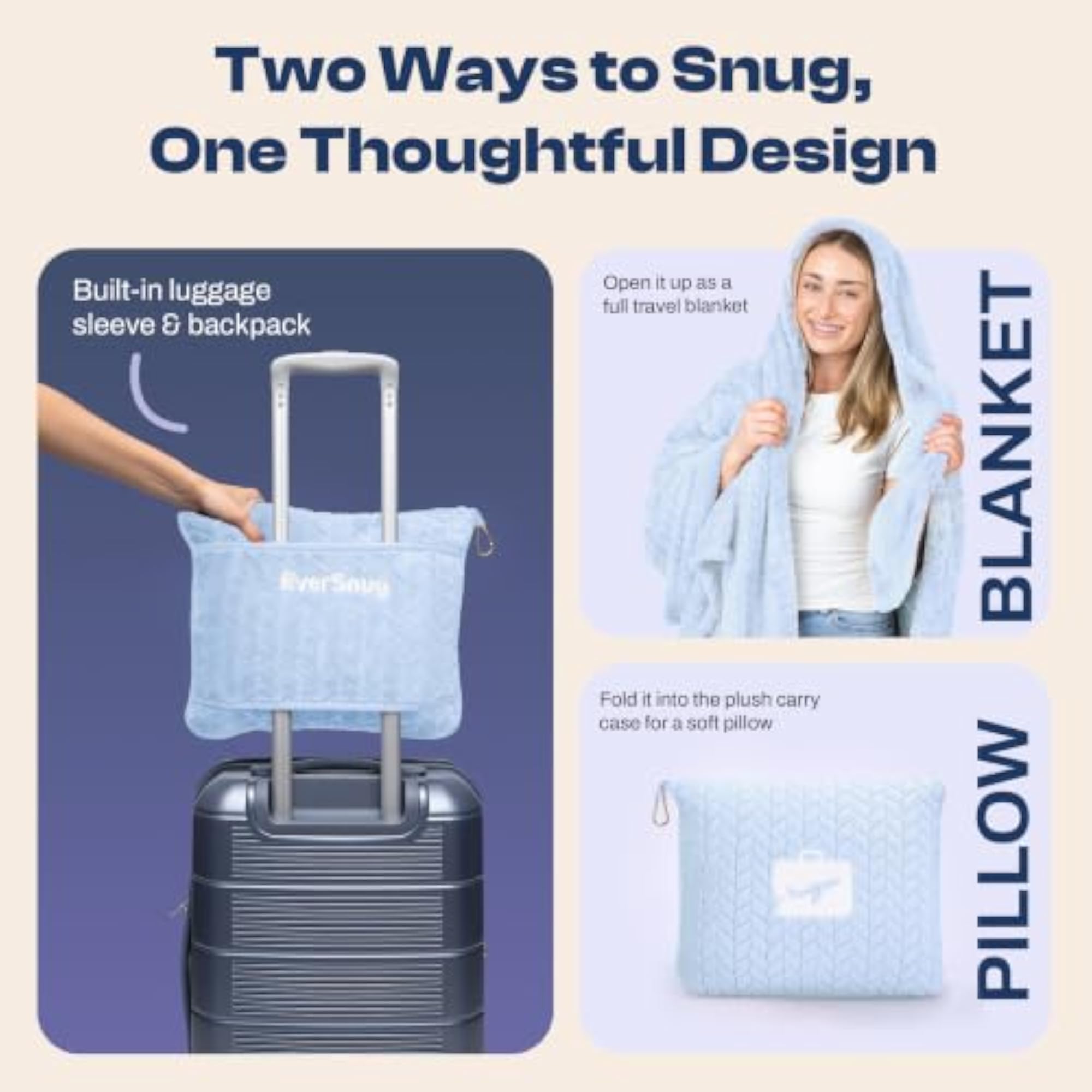 Premium Travel Blanket Pillow - Soft 2 in 1 Airplane Blanket with Bag